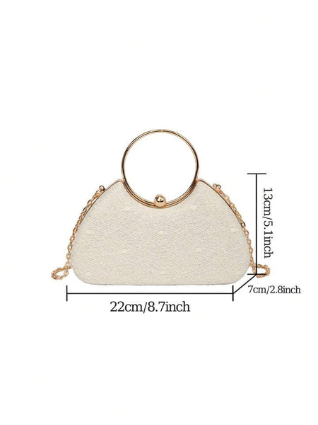 Cream Gretal lace evening clutch bag