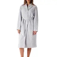 Magnolia Sage Button Through Fleece Dressing Gown