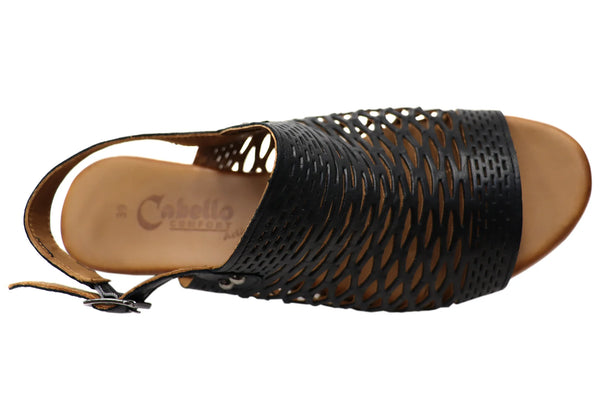 Cabello Alaca ~ Black ~ Taupe ~ Leather Sandal