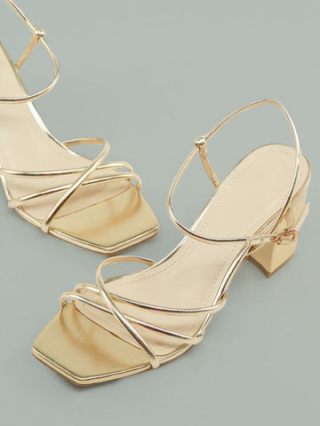 Sheln Gold Stappy Block Heel