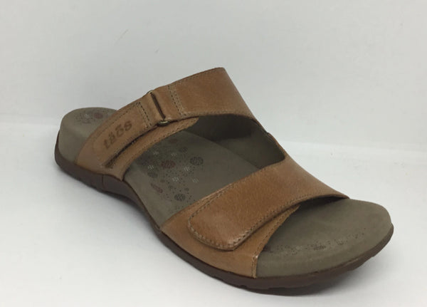 Taos Habana Leather Slide ~ Honey (SOLD OUT)  ~ Black size 6 and size 8 available