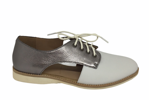 Rollie Sidecut White Pewter Leather derby