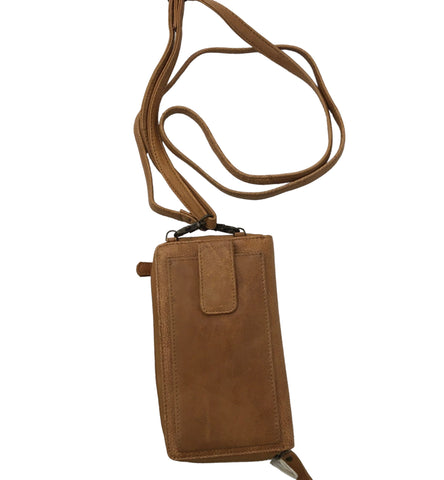 Rugged Hide Lesley Phone Bag ~ Tan ~ Black