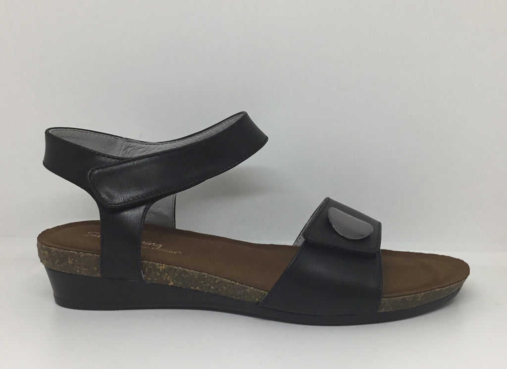 Klouds Silver Lining Happy Black Leather sandal