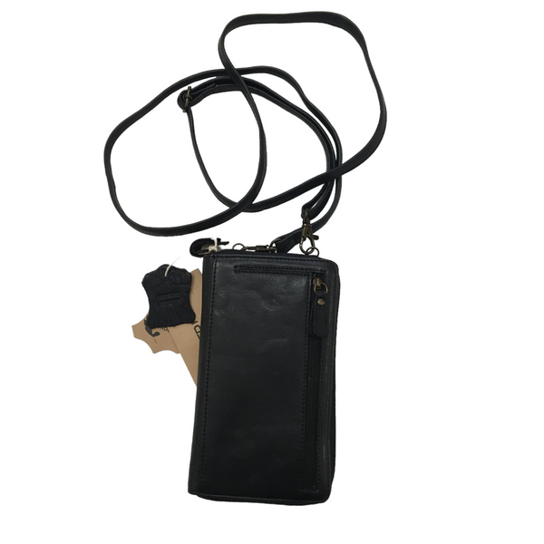 Rugged Hide Lesley Phone Bag ~ Tan ~ Black