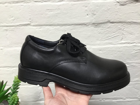 Bata Zach Black Leather School Shoe