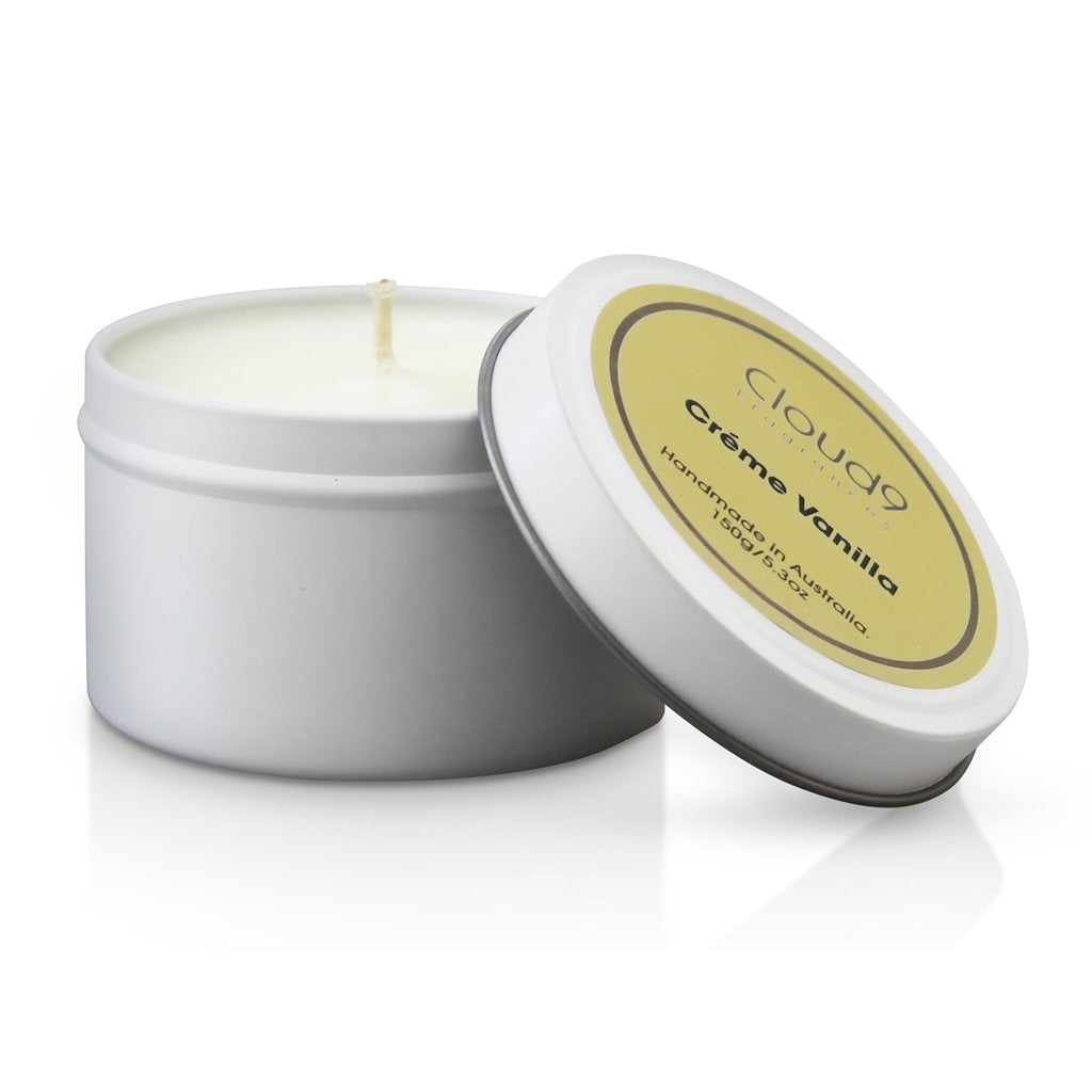 Cloud 9 Fragrances Creme Vanilla Tin Candle 150g